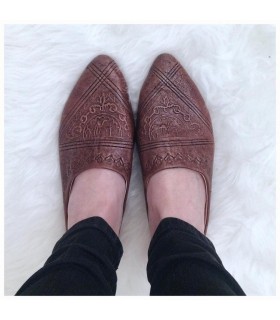 Zapato Mujer - Piel Grabada - Diseño Árabe