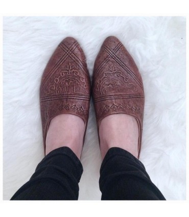 Zapato Mujer - Piel Grabada - Diseño Árabe