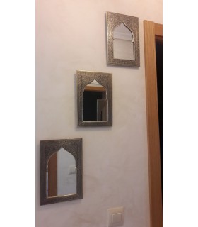 Espejo Latón Grabado - Diseño Arco Arabe - Dorado o Plateado
