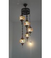 Lampe Türkisch - 5 Kugeln Glas Murano - Mosaik - 1 m