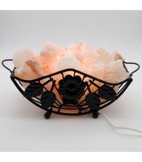 Lampada di sale dell'Himalaya - Cesto di frutta in ferro