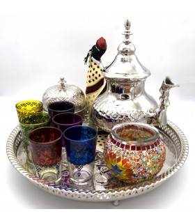 Conjunto para Chá - 12 Copos + Bule 1,2 l + Açucareiro + Bandeja + Morito + Castiçais