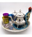 Juego de té Especial ModeloTánger - Tetera Gran Calidad + 6 Vasos - Azucarero + Morito + Salvamantel + Portavelas Turco REGALO