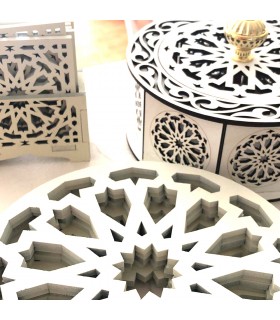 Pack 6 Plate Holders + 6 Coasters + 1 Candy Box - White Color