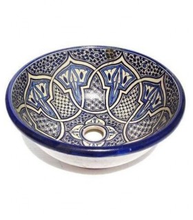 Lavabo arabe en céramique 40cm - Artesania Fes - Peint à la main
