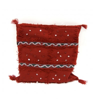 Housse de Coussin Berbère - Coton et Laine - Fait Main - 56cm - Modèle Berbère Waahid