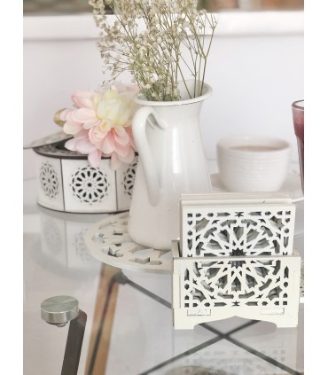 Pack 6 Plate Holders + 6 Coasters + 1 Candy Box - White Color