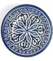 Plato Hondo Árabe - Cerámica Fez - Pintado a Mano - Azul y Blanco