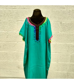 Marokkanische Kandora Frau - Djellaba - Einheitsgröße - Farbe Smaragdgrün - Modell Kuratia
