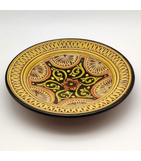 Placa de cerâmica esculpida e esmaltada Asfi - Pintada à mão - Amarela - Modelo Nahtun