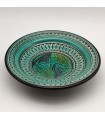 Piatto Asfi in Ceramica Intagliata e Smaltata - Dipinto a Mano - Verde Smeraldo - Modello Nahtun