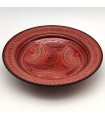 Plato Cerámica Asfi Labrada y Esmaltada - Pintada a Mano - Rojo - Modelo Nahtun