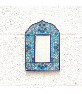 Specchio decorativo - Decorazione in stile vintage fatta a mano al 100% - Modello Hak nº2 BLU - 20 x 14 cm