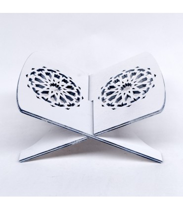 Porta Libro Sacro - Colore Bianco - Supporto Corano - 100% Legno - Modello Al-Baida