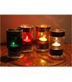Verre de porte bougie cylindrique avec le fil Alpaca - différentes couleurs