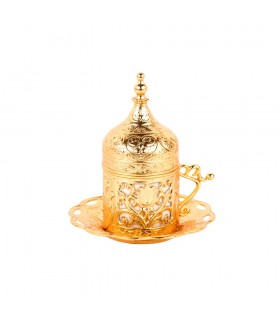 Turkish Expresso Coffee Glass - Porcelain and Metal - Black Turkish Model