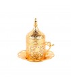 Turkish Expresso Coffee Glass - Porcelain and Metal - Black Turkish Model