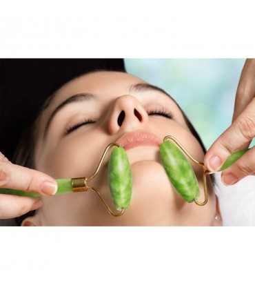 Rouleau de pierre de jade lisse + rugueux - Anti-rides - Circulation sanguine - Masseur