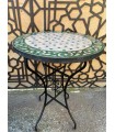Mosaic Table 40 cm - Round GREEN - Fez Tiles - Model AKHDAR MUDAWAR