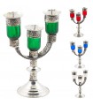 Tre bracci candelabri Alpaca e cristallo - 22 cm - modello 1