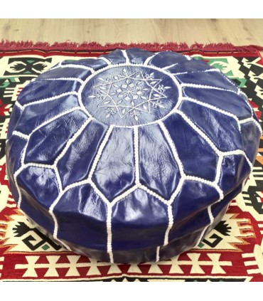 Puff Marocain 100% Cuir - Fait à la Main - Garnissage pas inclus - Modèle Nafkha