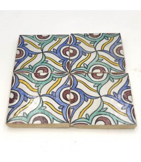 Carrelage Andalou - Mosaïque Nazari - 10 cm - Fait Main - Modèle 80
