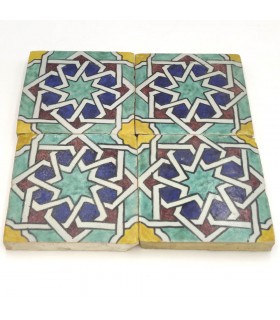 Carrelage Andalou - Mosaïque Nazari - 10 cm - Fait Main - Modèle 81