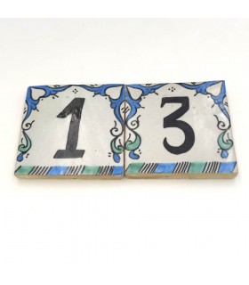 Número Casa  Azulejo Andalusí Azul - Mosaico Nazari - 10 cm - Artesanal - Modelo Arkamun
