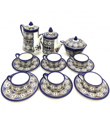 Juego set de Té Cerámica de Fez - Pintado artesanalmente - Modelo Sahn