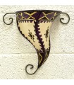 Natural Leather Wall Lamp - Painted with Henna - IBERIATUN Model