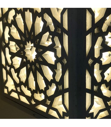 Minimalistische Tischlampe Arabisches Gitter - Arabische Geometrie - Weiße Farbe - Mukaeab Model