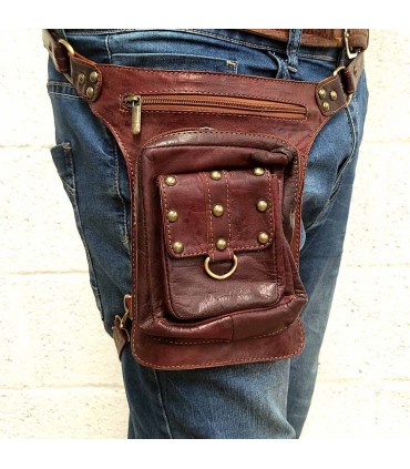 Borsa a tracolla tattica da moto con gamba laterale e coscia - Pelletteria - Modello Darrayatun