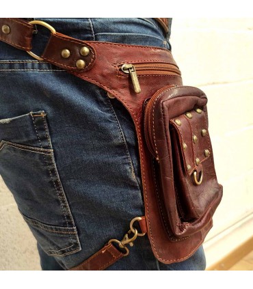 Borsa a tracolla tattica da moto con gamba laterale e coscia - Pelletteria - Modello Darrayatun
