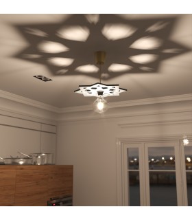 Lampara Techo Madera Celosia Árabe Decoración Andalusí - Artesanía Española - Modelo Jadila