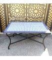Mesa Mosaico Jardin o Patio Andalusí - Azul y Beige - Artesanía Marroquí - Modelo Nukta