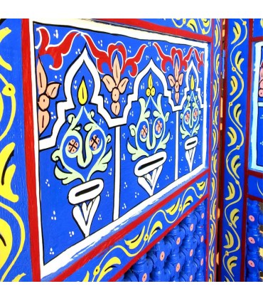 Divisória de madeira pintada à mão - Artesanato marroquino - Modelo Casa Blanca