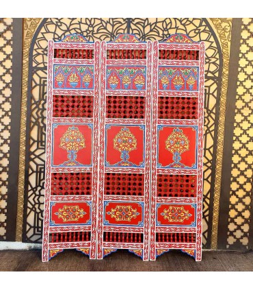Hand Painted Wooden Divider Screen - Moroccan Crafts - Casa Blanca Model