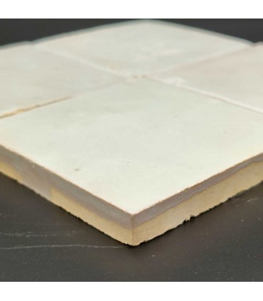 Azulejo Marroquino Branco Zellige - Artesanato Marroquino - Fez - 10 x 10 cm