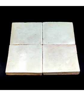 Azulejo Zellige Blanco Marruecos - Artesania Marroqui - Fez - 10 x 10 cm
