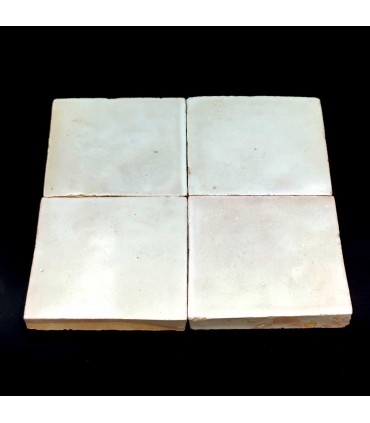 Azulejo Zellige Blanco Marruecos - Artesania Marroqui - Fez - 10 x 10 cm