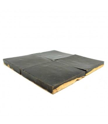 Azulejo Zellige Negro Marruecos - Artesanía Marroquí - Fez - 10 x 10 cm