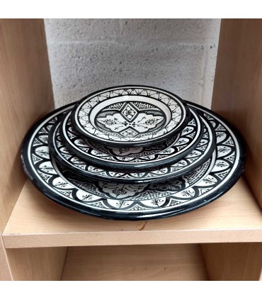 Prato ou Mesa Decorativa - Cerâmica Asfi Andalusí - Artesanato Marroquino - Modelo Aswadein