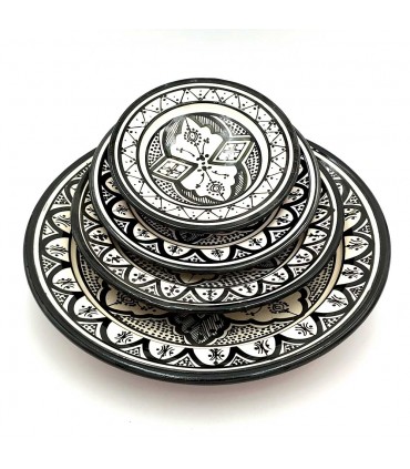 Plato Decorativo o de Mesa - Cerámica Andalusí Asfi - Artesanía Marroquí - Modelo Aswadein