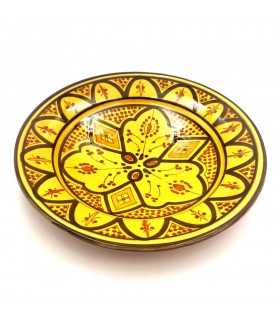 Plato Decorativo o de Mesa Amarillo - Cerámica Andalusí Asfi - Artesanía Marroquí - Modelo Lainun