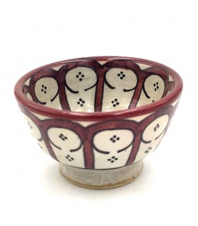 Ciotola in ceramica fatta a mano - Colore granato - Artigianato marocchino - Design degli archi andalusi - Modello Aqwas