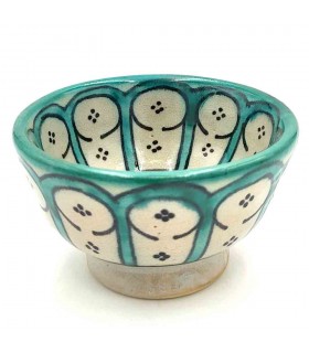 Ciotola in ceramica fatta a mano - colore blu corallo - artigianato marocchino - design degli archi andalusi - modello Aqwas