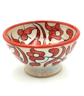 Cuenco/bol/Bowl  Cerámica Artesanal - Color Rojo - Artesanía Marroquí - Diseño Floral Andalusí - Modelo Tasaluq