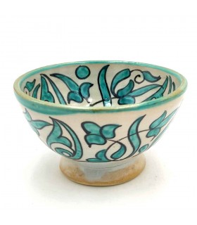 Ciotola / ciotola / ciotola in ceramica fatta a mano - colore blu corallo - artigianato marocchino - design floreale andaluso -