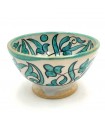 Handcrafted Ceramic Bowl - Coral Blue Color - Moroccan Handicraft - Andalusian Floral Design - Tasaluq Model