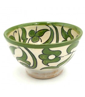 Tigela / tigela / Tigela Cerâmica artesanal - Cor Verde Oliva - Artesanato Marroquino - Design Floral Andaluz - Modelo Tasaluq